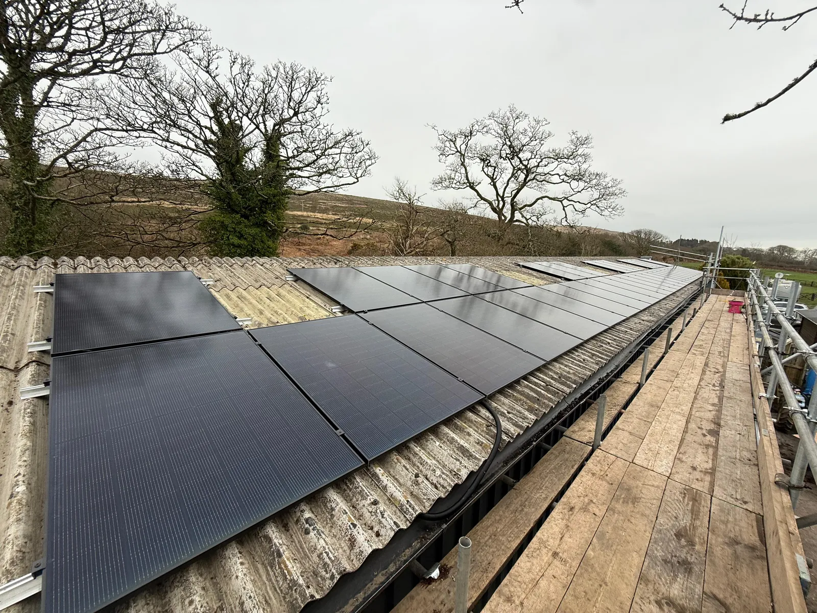 Rural roof solar install by KMM near Swansea